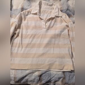 Everlane women’s striped long sleeve polo Cropped  size m